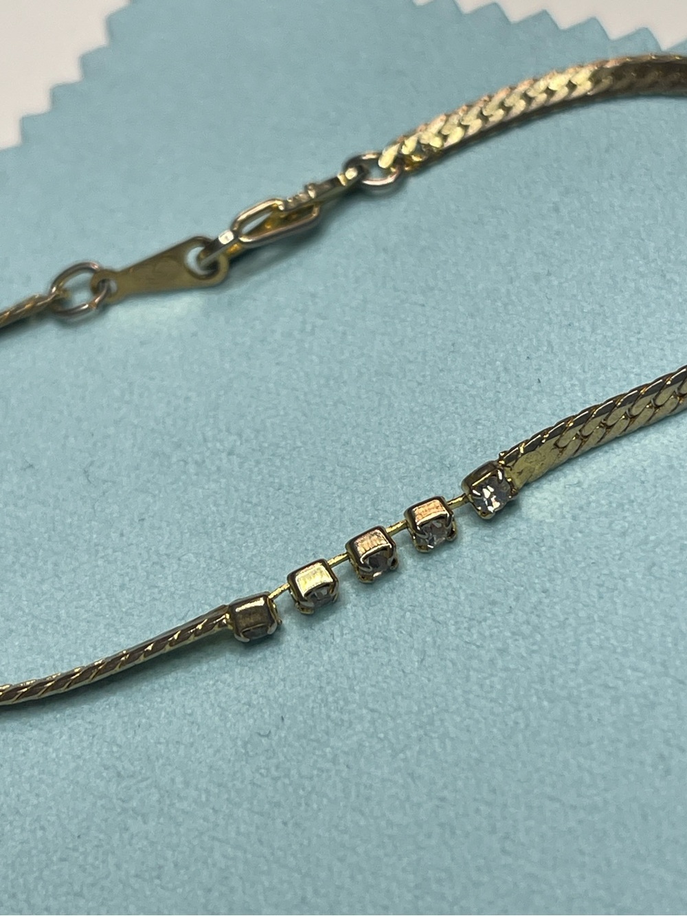 Gold plated Bracelet marked Korea Chain 14k GP vintage rhinestones
